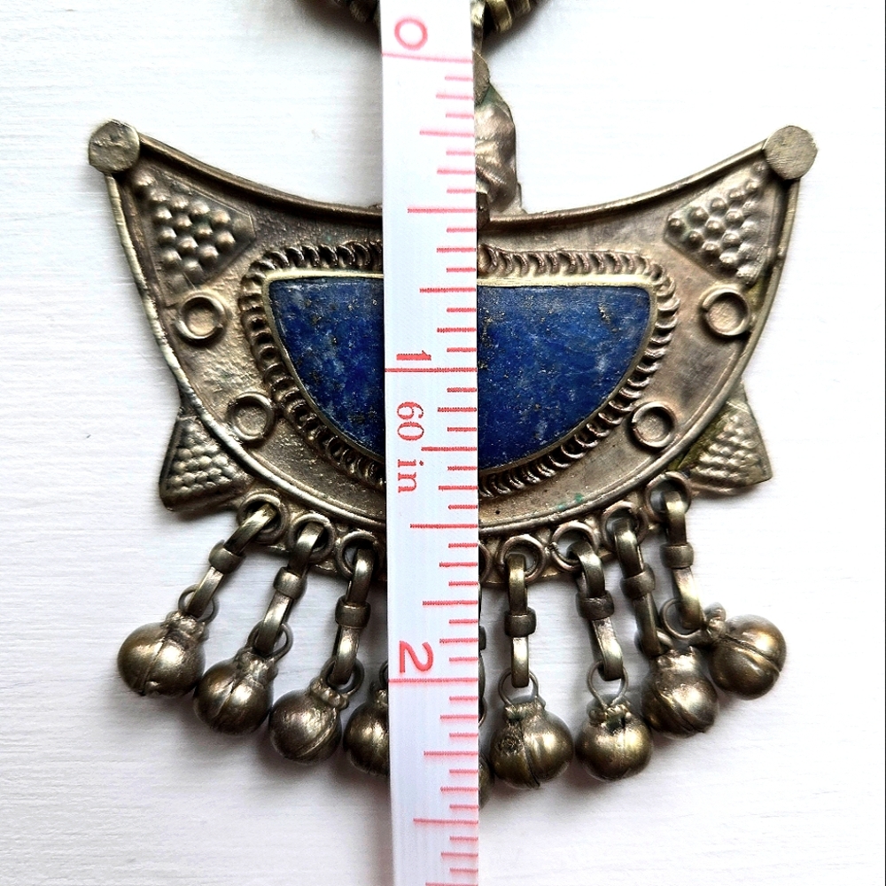 Vintage Handcrafted Lapis Lazuli Tribal Ghungroo Necklace & Earrings - Picture 12 of 15
